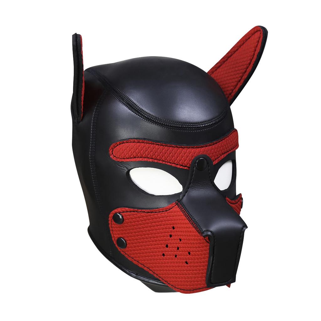 Puppy Play Dog Hood Mask Neck Collar Bondage Hood Mask Restraint Harness Full Head Ears Halloween Mask Sex Toy For Couples