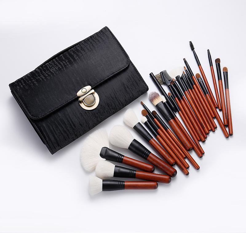 Hot Professional Custom Makeup Artist Animal Loose Powder Brush Eye Shadow White Goat Hair 26 Pcs Makeup Brush Set With Pu Bag