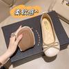 Fashion PU Leather Bow Ballet Flats Single Shoe Women's Candy Colored Bow Flats Soft Comfortable Women's Ballet Flats Loafers