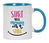 Inkdotpot Начните утро с улыбки. Керамическая кружка для кофе на 11 унций. Позитивные цитаты. Забавная новинка. Сотрудник. Начальник. Коллеги.