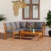 4 Piece Garden Lounge Set with Cushions Solid Acacia Wood