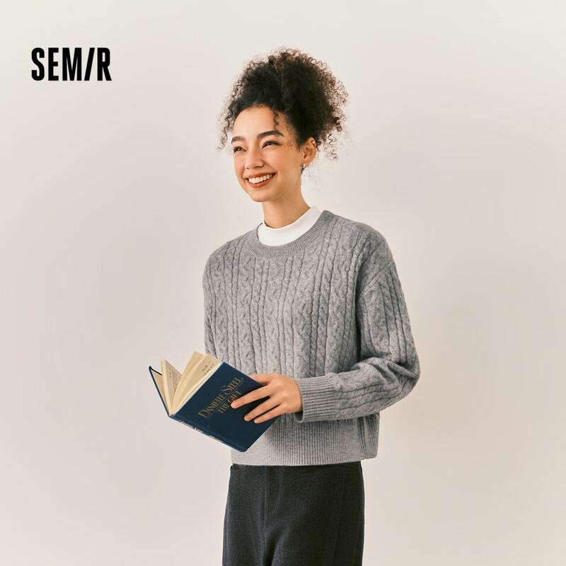Женский зимний свитер Semir крупной вязки с круглым вырезом и свободного кроя