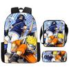 Набор из 3 предметов Рюкзак NARUTO для детей с сумкой через плечо и пеналом Легкий и прочный, Мультяшные школьные сумки для детей от 5 до 10 лет Мальчиков и Девочек