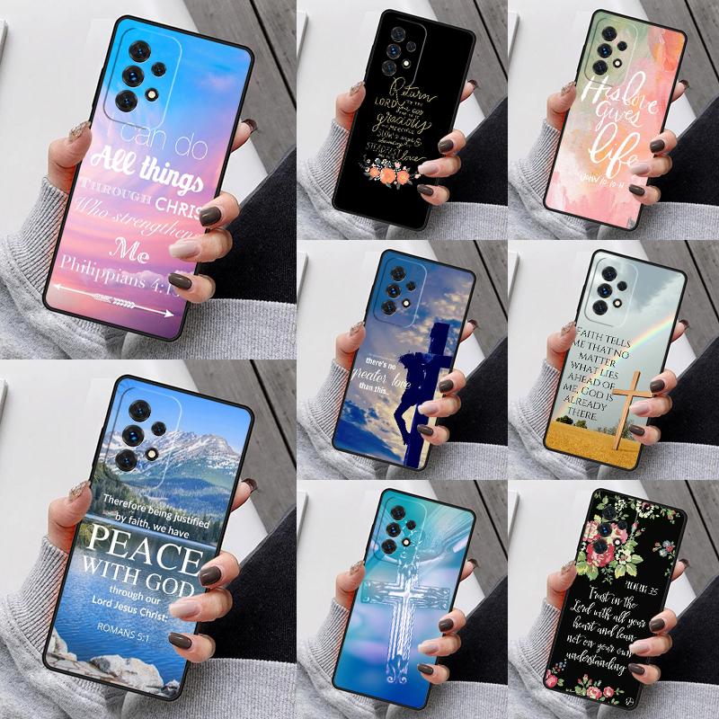 Библейский стих Вера Иисус крест Чехол для телефона Для Samsung Galaxy S25 S23 S30 S8 S21 S20 FE S24 S22 Note 10 20 Plus lite Ultra