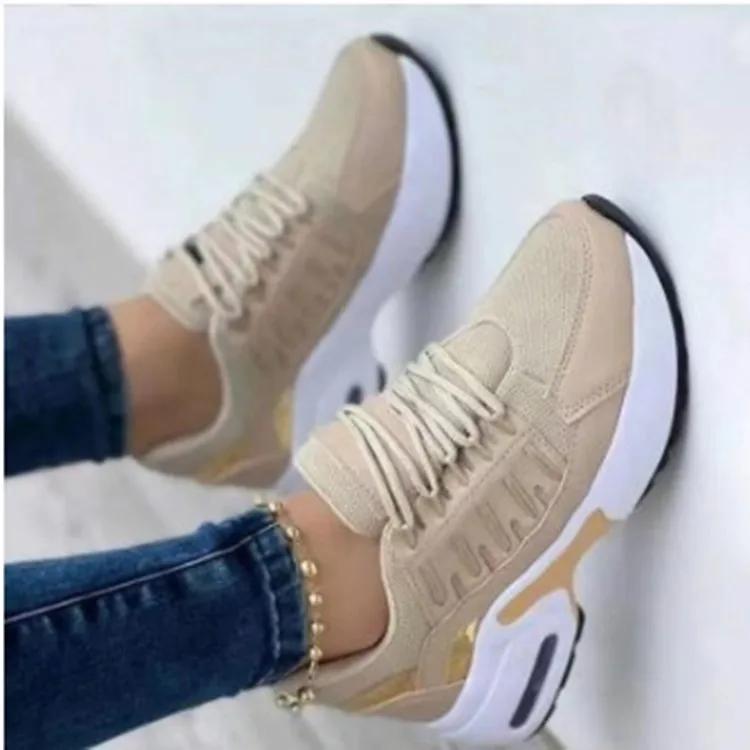 Модные женские кроссовки на вулканизированной платформе, повседневные женские туфли на плоской подошве, сетчатые дышащие кроссовки для бега и ходьбы, массивные летние спортивные туфли