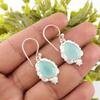 Аква Халцедон Драгоценный Камень 925 Стерлинговое Серебро Ювелирные Изделия Ручной Работы Серьги 1,6" Для Нее EE-163-18