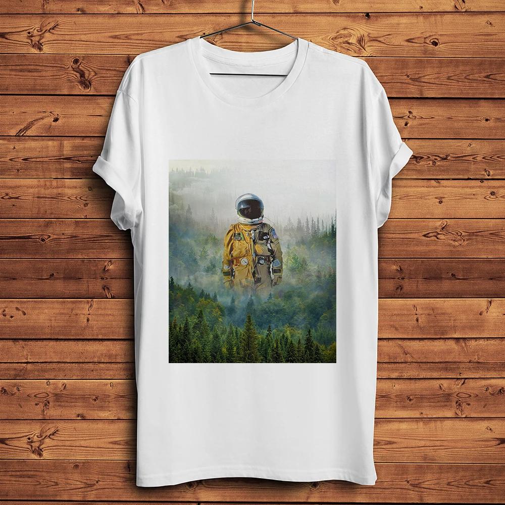 Alone Astronaut Lost in Forest Funny Geek TShirtUnisex White Casual Short Sleeve TshirtUnisex Tee Streetwearbreathable Print