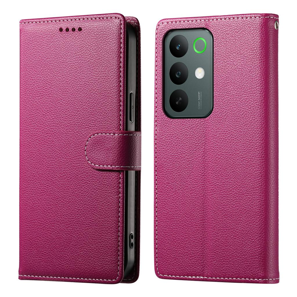 Для Realme C85 5G Чехол Магнитная застежка Текстура личи Кожаный кошелек Чехол для телефона с ремешком на запястье