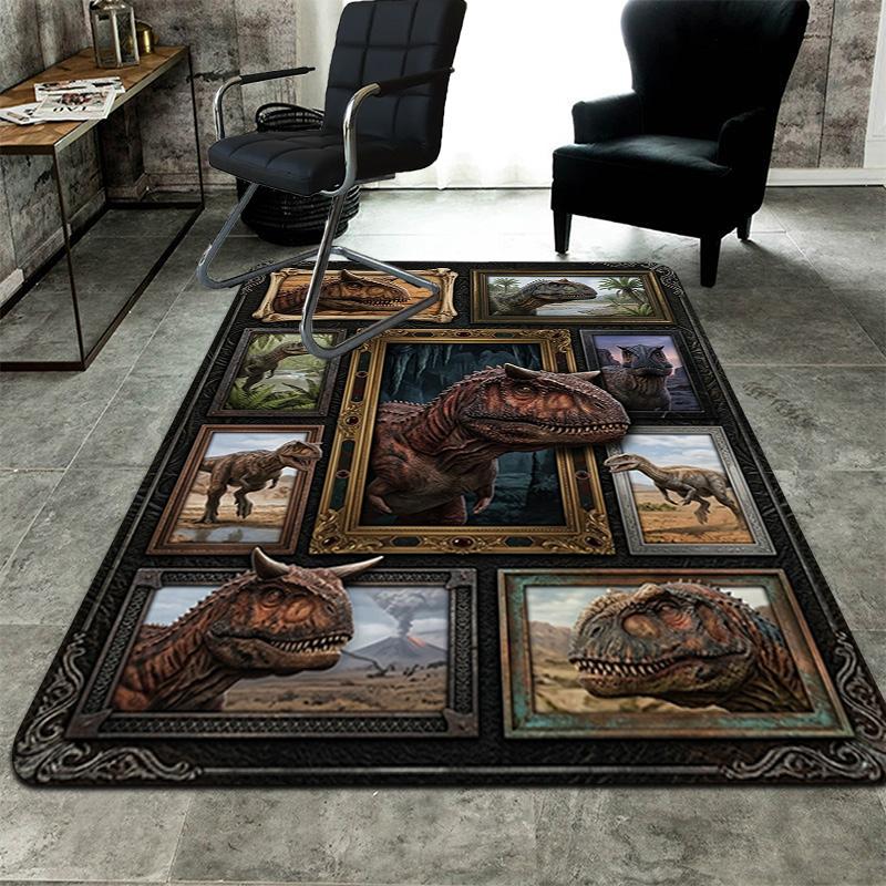 Dinosaur Collection Pattern Rug Floor Mat for Living Room or Bedroom Soft and Comfortable Carpet a Gift for Birthday and Holiday.