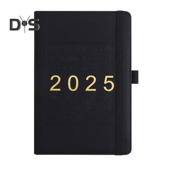 Планировщик 2025 года Еженедельный ежемесячный твердый переплет из искусственной кожи Вдохновляющие цитаты Ежемесячный обзор Ежедневные блоки Эластичная застежка Планировщик A5