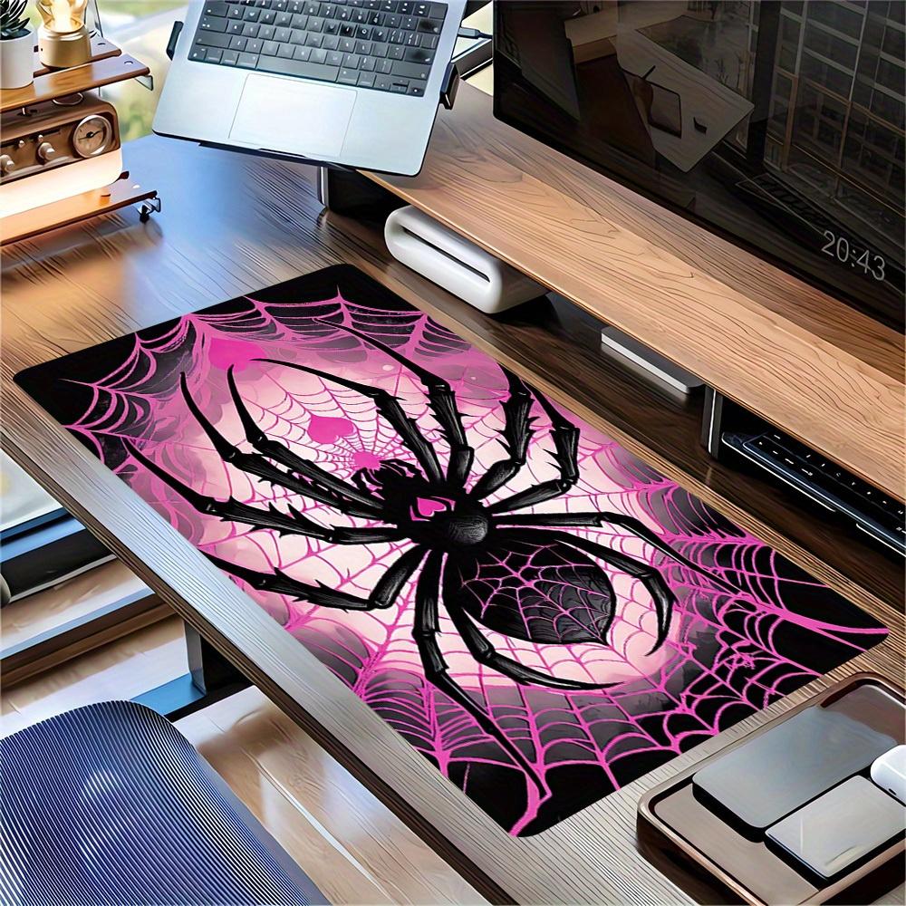 Large Multi-Size Non-Slip Rubber Base Spider, Web, Pink Mouse Pad, Stitched Edges Keyboard Desk Mat for School, Office, Home, Gift for Frien