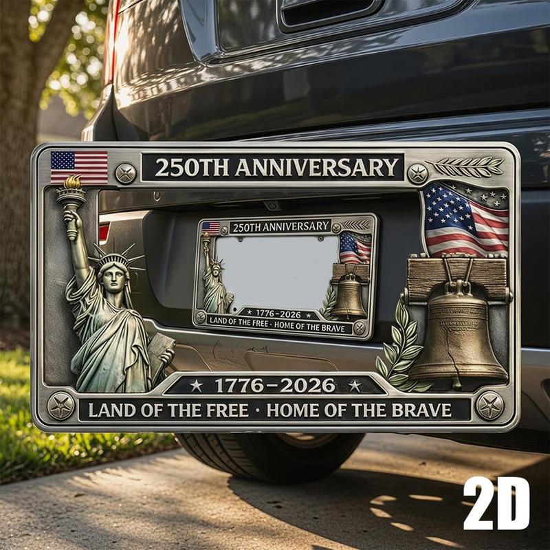 2PCS 250th Anniversary License Plate Holder Easy To Install Sturdy Car License Plate Frame for Patriots and Commemorative Days
