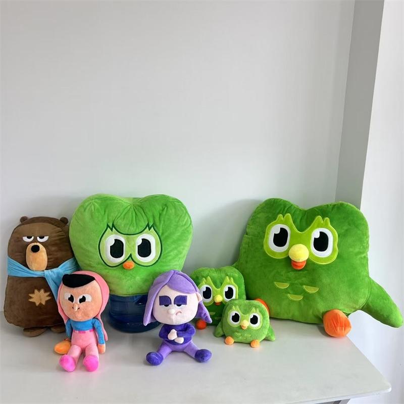 Плюшевая игрушка Сова Duolingo Зеленая Мягкое Набивное Животное Маскот для Изучения Языков Милый Домашний Декор для Стола Для Детей Подростков Подарок на День Рождения