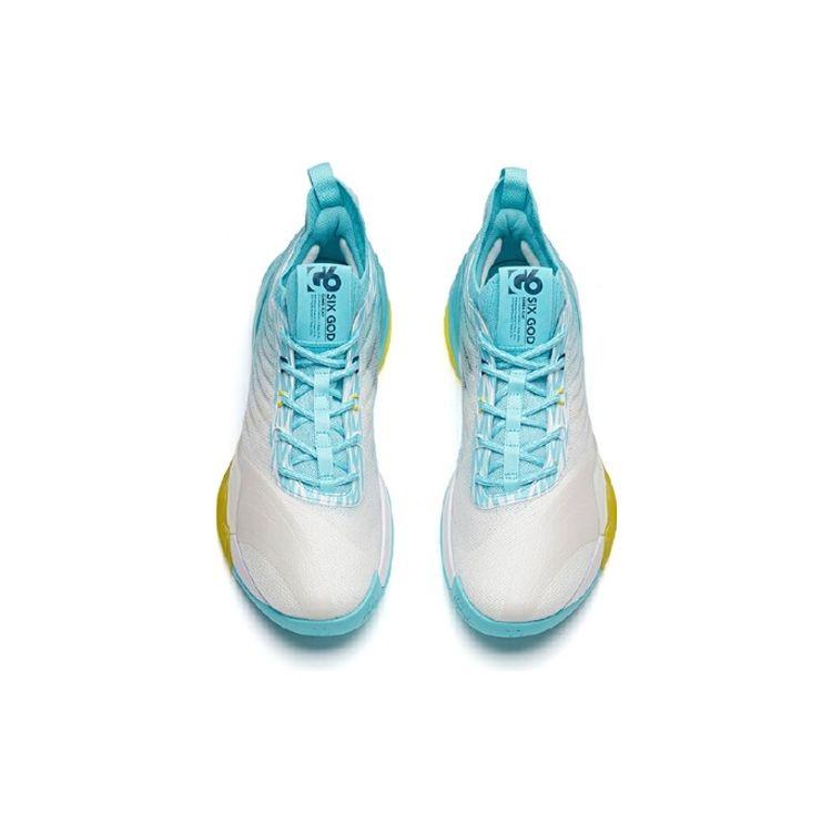 Anta Баскетбольные кроссовки KT6 Thompson с низким уровнем амортизации, нескользящие, износостойкие, среднего размера, мужские баскетбольные кроссовки белого, синего, желтого цветов 112131102-1