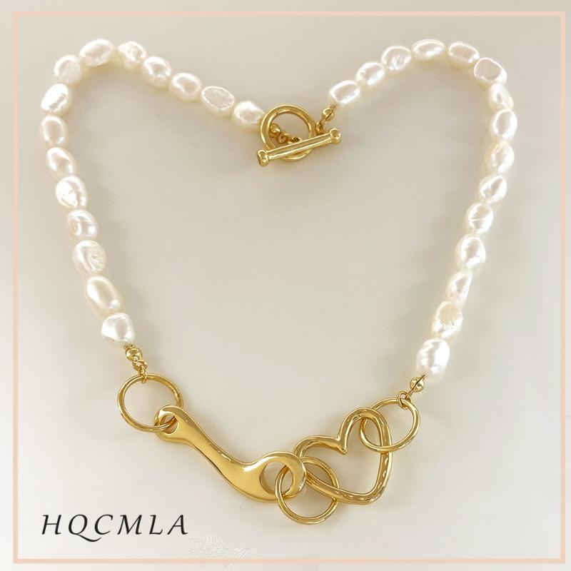 Meier Pearl layered necklace double chain fashion butterfly heart pendant women's romantic rose