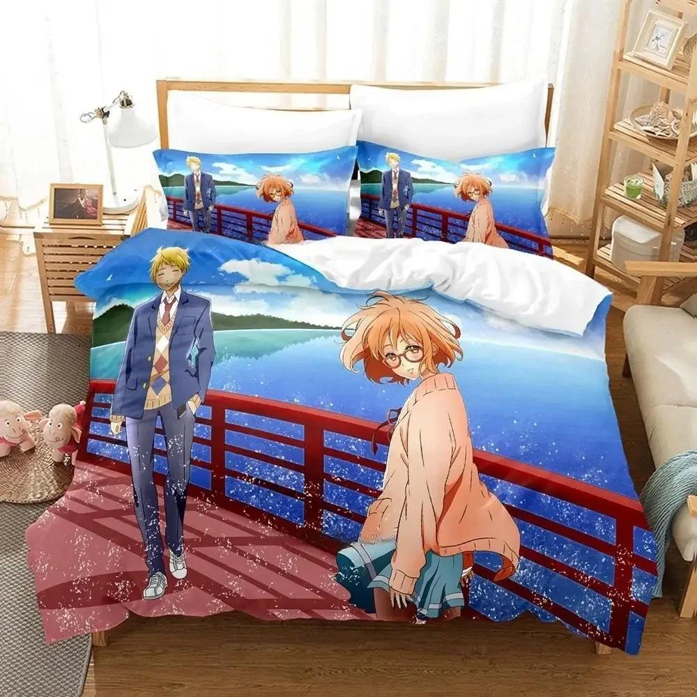 New Beyond the Boundary Bedding Set Cartoon Anime three-piece set Adult Kid Bedroom Duvet cover Sets 3D Kawaii Girl Home textile