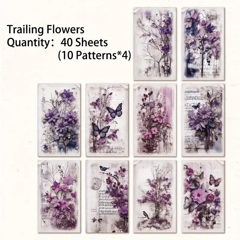 40 PCs Vintage Material Paper Decorative Scrapbooking Diary Album Craft Background Paper DIY Junk Journal Supplies