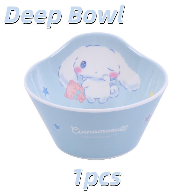 1 шт. Посуда Sanrio Cinnamoroll, мультяшная тарелка для завтрака, защита от падения, защита от ожогов, нескользящая ручка-кружка, ложка, миска, столовые приборы с кружевом