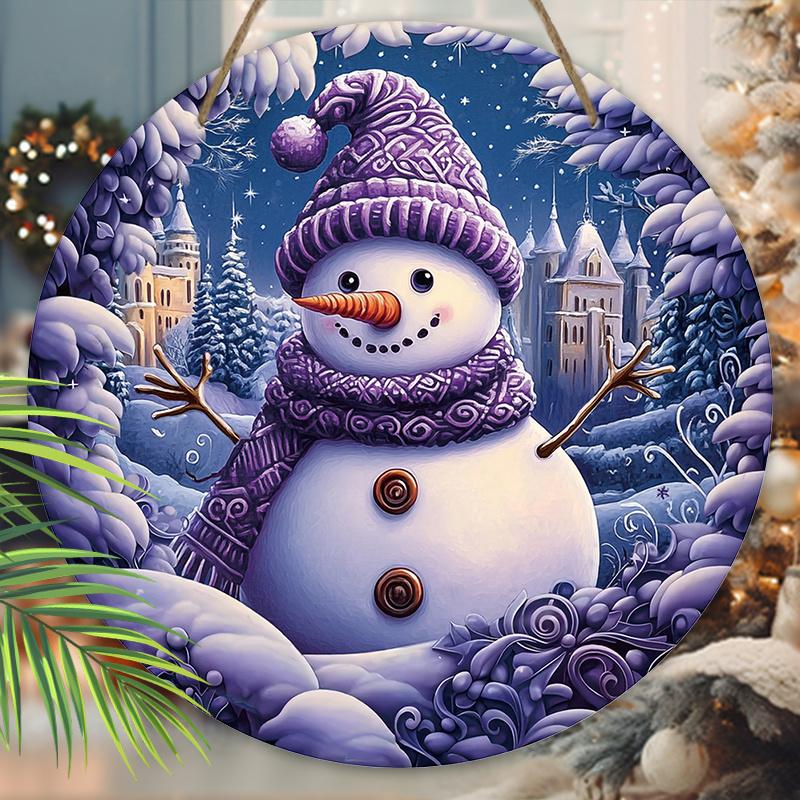 Очаровательная деревянная рождественская табличка «Снеговик», теплое зимнее круглое рождественское украшение для декора на входную дверь или стену, идеальный рождественский подарок