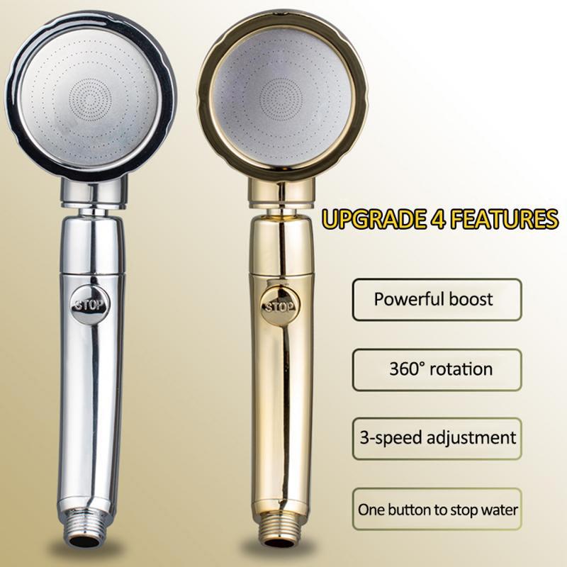 High Pressure Shower Head 3 Spray Setting with ON/OFF Pause Switch 360 Degrees Rotating Handheld Shower Head Bathroom Accessoies