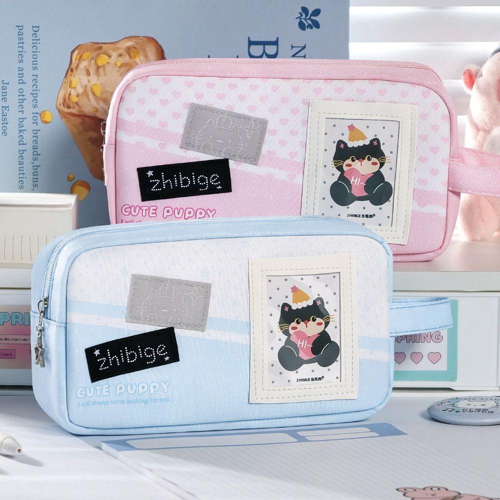 Handheld Pen Bag Large Capacity Pencil Pouch Portable Stationery Organizer  Gift