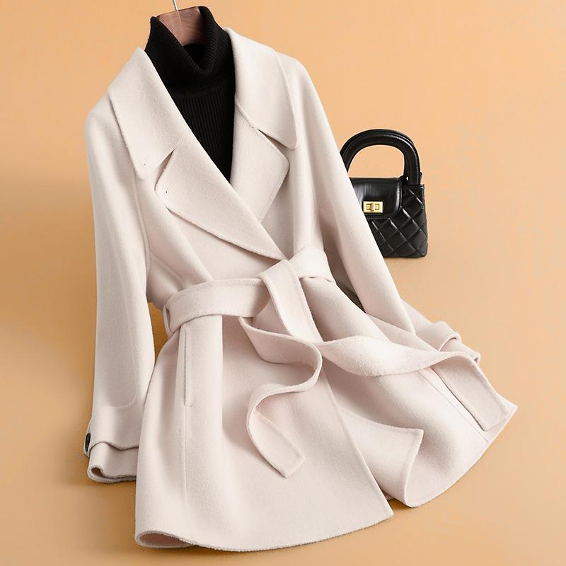 Double-sided Wool Coat Women's Medium and Long Spring New Woolen Coat High-end Small Woolen Coat