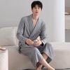 Pajamas Men'S Spring And Autumn Cotton Long Sleeve Bathrobes Men'S Pajamas Medium And Long Yukata Large Size Loungewear
