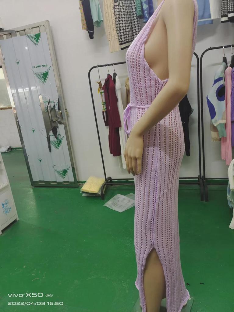 Женское однотонное трикотажное пляжное платье 2024 года