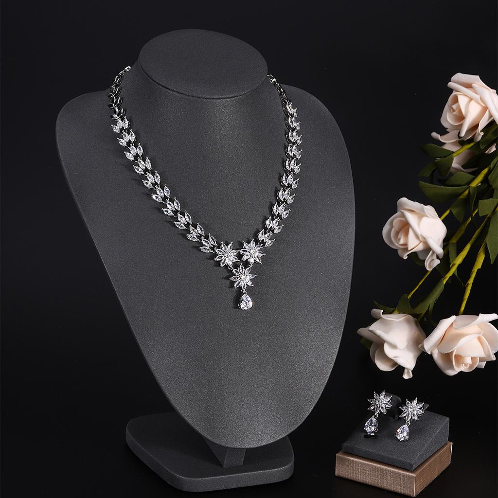 Ювелирные изделия в европейском и американском стиле, ожерелье с каплями воды из циркона, женственное свадебное платье, высококачественные свадебные украшения, комплект сережек-гвоздиков