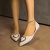 Женские туфли на плоской подошве Осень Новые Остроносые С мелким вырезом Металлическая пряжка Мягкая подошва Нескользящие Туфли с низким верхом