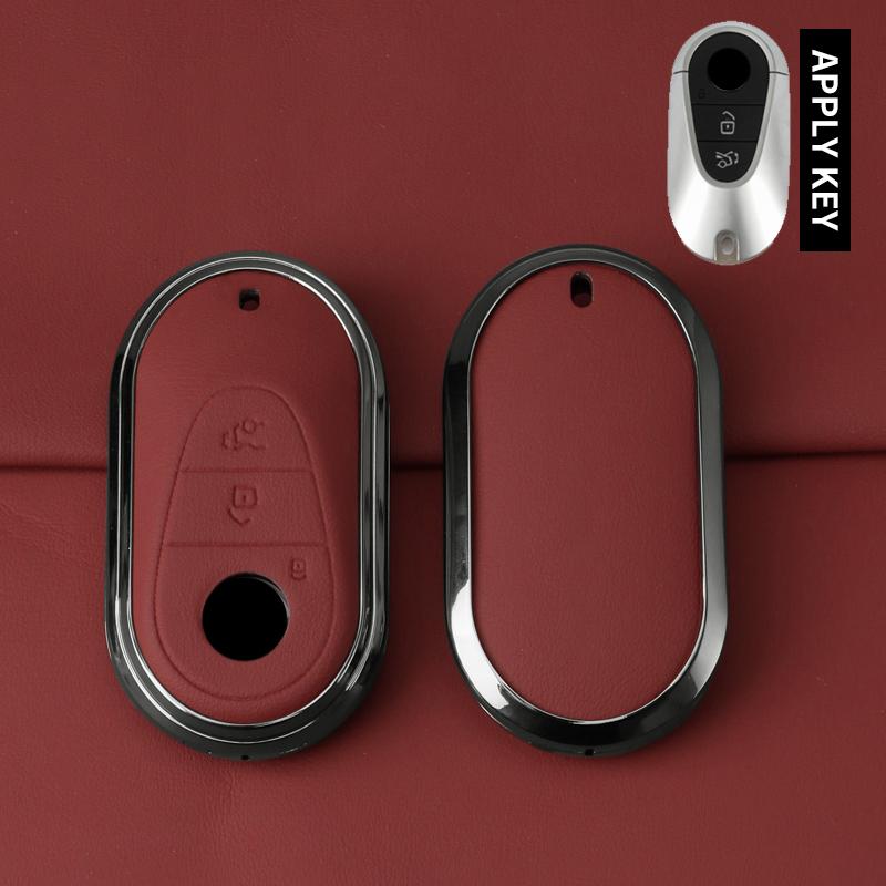 Styling Mouldings Metal Leather Car Key Case Cover For Mercedes Benz C E S Class GLC W206 W223 W214 E300 C260 C300 S450 S500 Key