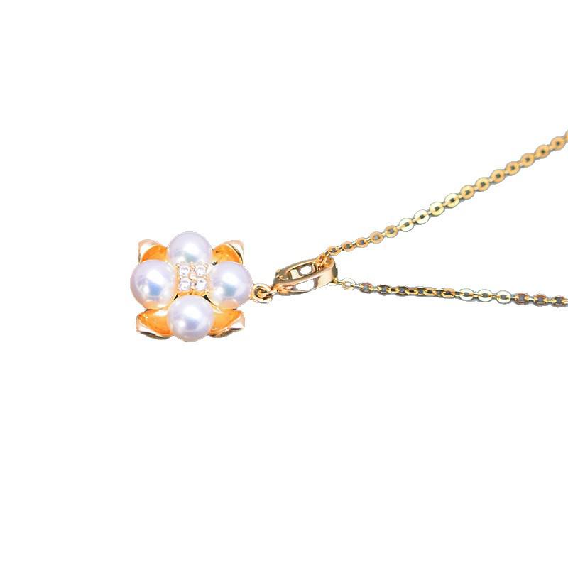 Подвеска-колье с жемчугом из пресной воды 5-6 мм с высокой степенью блеска на серебряной цепочке S925