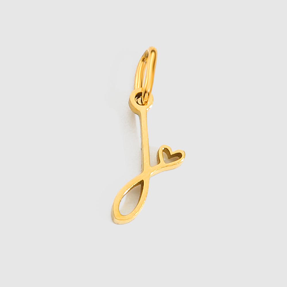 EManco Personalized Stainless Steel Heart Alphabet Pendant DIY Accessories Initials Birthday Gift A-Z