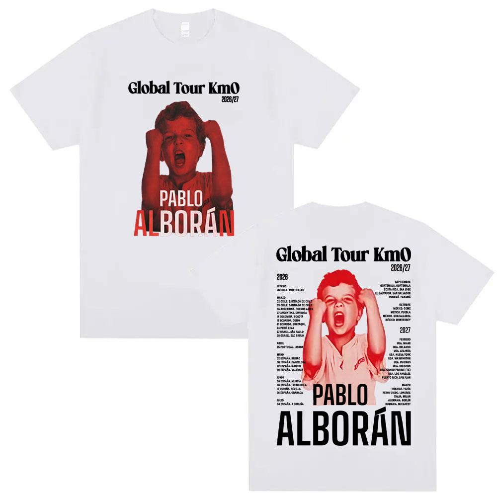 Pablo Alborn Global Tour Kmo 20262027 Double Sided Print Tee Shirt Unisex Women Fashion Retro Gothic Oversized Tshirt Streetwear