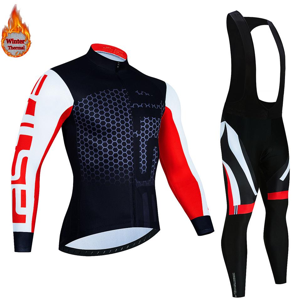 Зимний комплект для велоспорта 2023, мужские теплые велосипедные майки с длинными рукавами, уличная одежда для езды на велосипеде, одежда для велоспорта MTB, комплект нагрудников и штанов