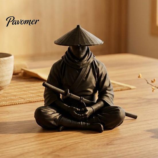 Статуэтка для прихожей, статуя японского воина-самурая, 3D-печатная фигурка ниндзя, сидящего в медитации, компактная настольная скульптура-аксессуар для