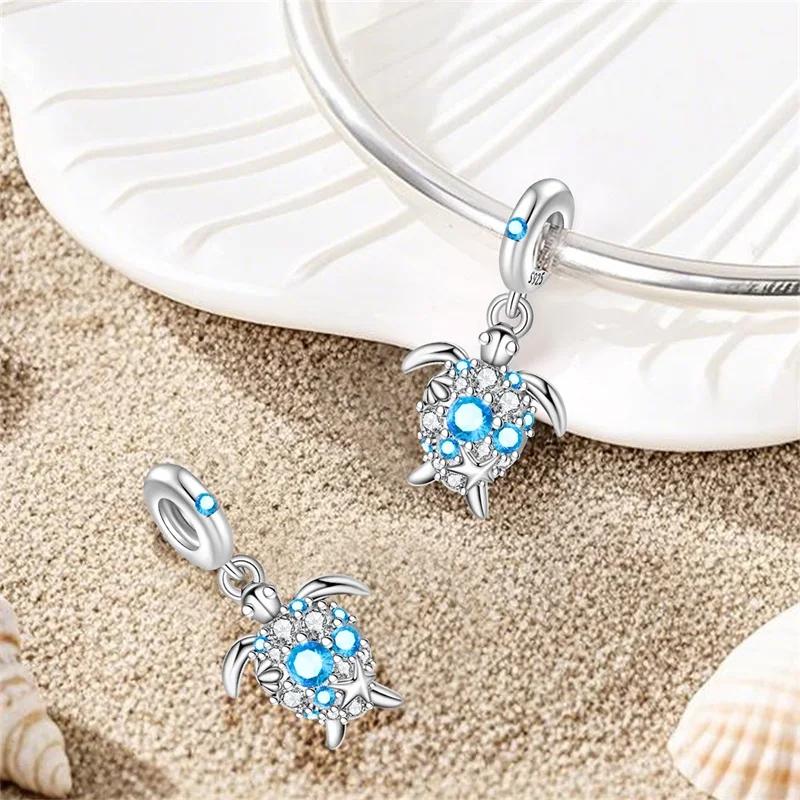 Copper Crabs Ocean Series Blue Turtle Starfish Shell Fit Original Bracelet Charms For Women Diy Fine Jewelry Gifts