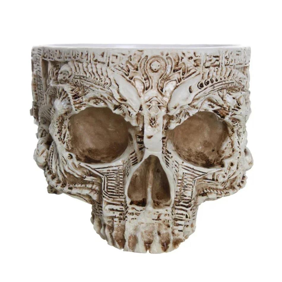 1 шт. Кашпо в виде черепа, подставка для сахара, смола, горшок для цветов, суккулентов, скелет, цветочный горшок, конфетница, блюдо для Хэллоуина, статуэтка, скульптура