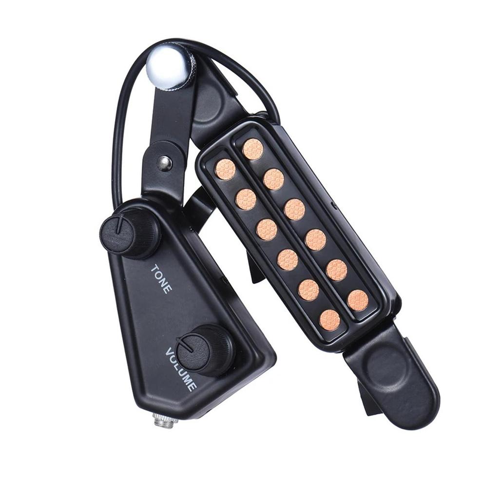 Premium Acoustic Guitar Pickup: 12-Hole Magnetic Transducer for Enhanced Sound, Adjustable Volume & Tone Knobs, Comes with High-