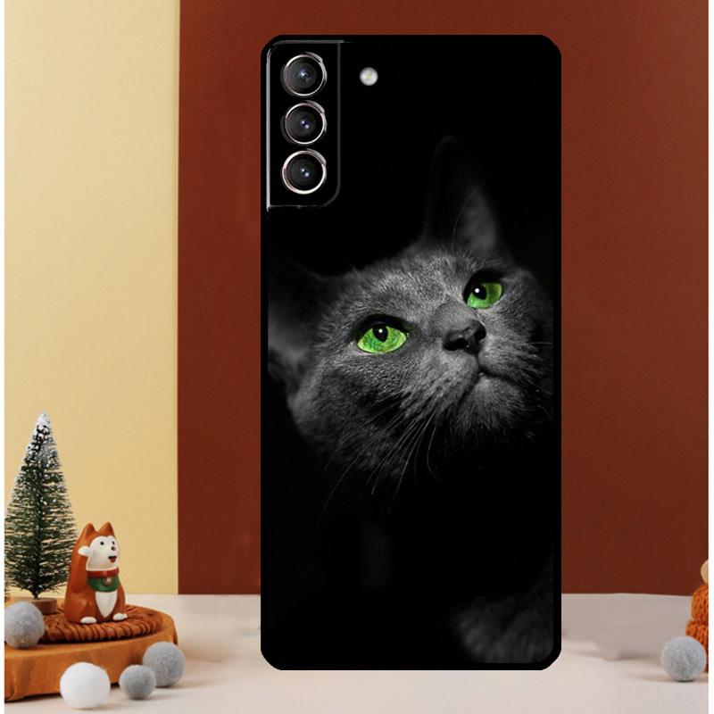 Черный кот Стеклянные глаза Чехол Для Samsung Galaxy S24 Ultra S23 S22 S21 S20 FE Note 20 S8 S9 S10 Note 10 Plus Чехол