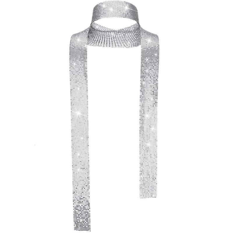 Spice Girl Metal Sequins Versatile Scarf Shiny Personalized Scarf Necklace Simple Long Nightclub Scarf Accessories