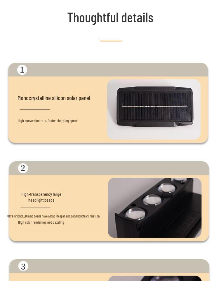 Водонепроницаемый солнечный настенный светильник для наружного ландшафтного и балконного освещения