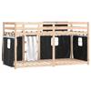 Bunk Bed with Curtains White & Black 90x200 cm Pine Wood