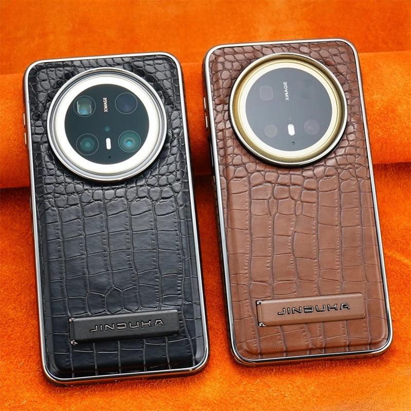 For Huawei Mate 70 Pro Plus Electroplated Crocodile Texture Leather Magnetic Phone Case Shell Mate 60 Pro+ Bracket Stand Cover