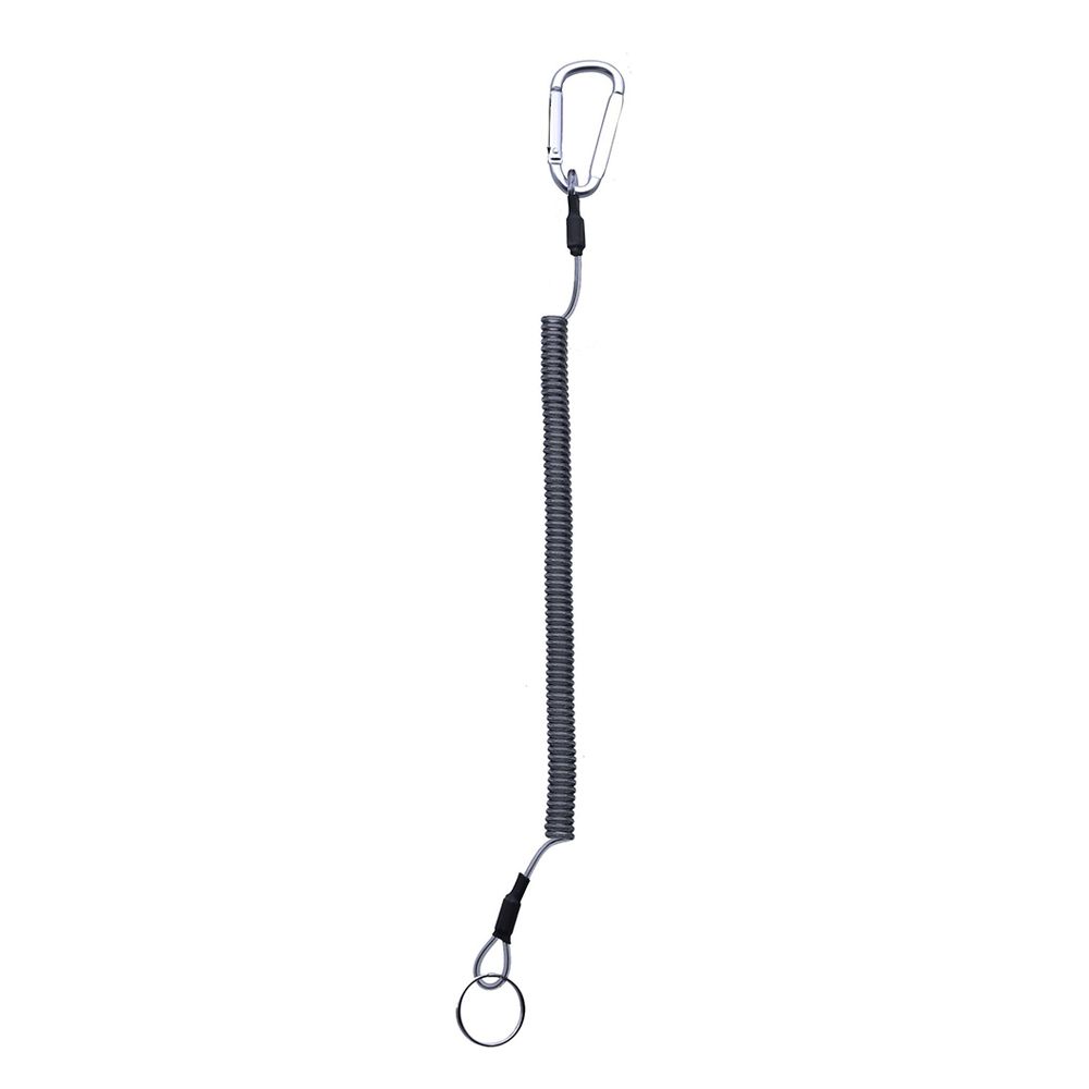 Outdoor Elastic Climbing Steel Wire Anti-lost Spring Rope Carabiner Lanyard Fishing String