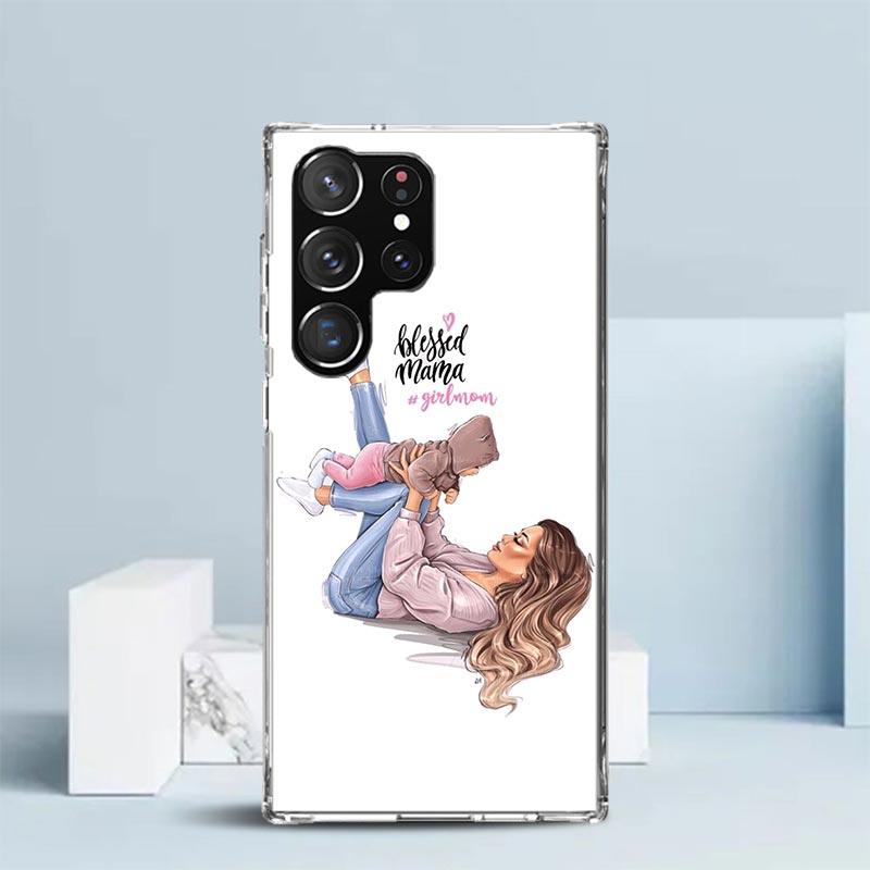 Baby Mom Girls Phone Case For Samsung Galaxy S24 S25 Edge S26 Ultra S22 S23 Plus S21 + S20 FE Soft TPU Back Cover Galaxy S22 S23