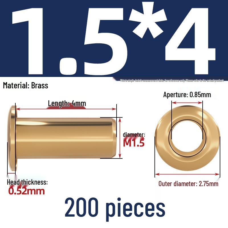 Pure Brass Hollow Rivets & Copper Eyelets Fasteners M1.3–M5