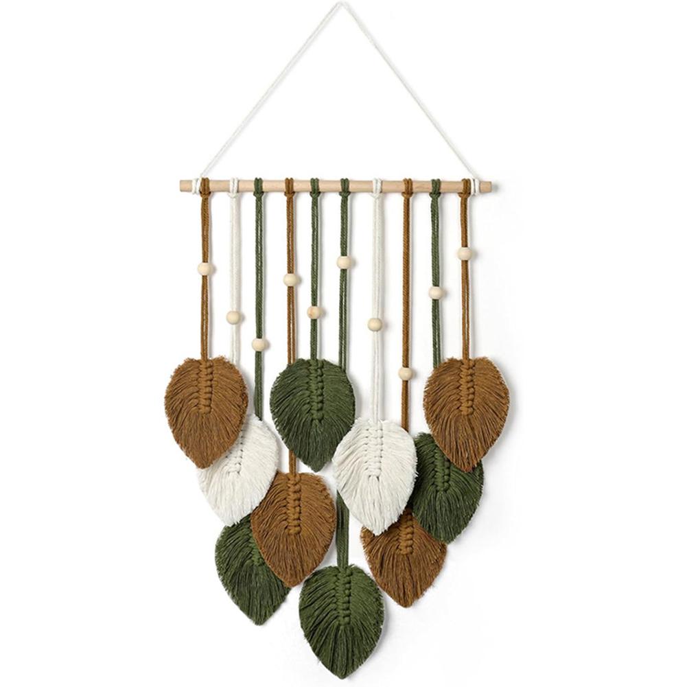 Wind Chimes & Hanging Decorations Bedroom Parts Handcrafted Woven Wall Tapestry: Leaf-Design For-Stylish Living Room Décor
