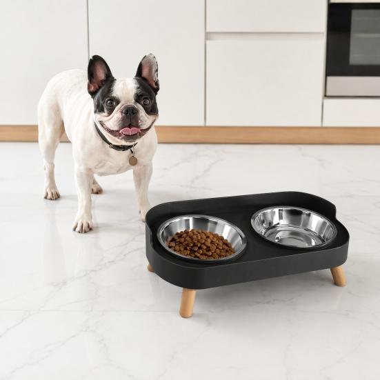 Elevated Cat Bowl, Dual 13.53oz Stainless Steel Bowls, Non Spill Cat Bowl with Raised Stand, Pet Food And Water Bowl Set for Indoor Cats