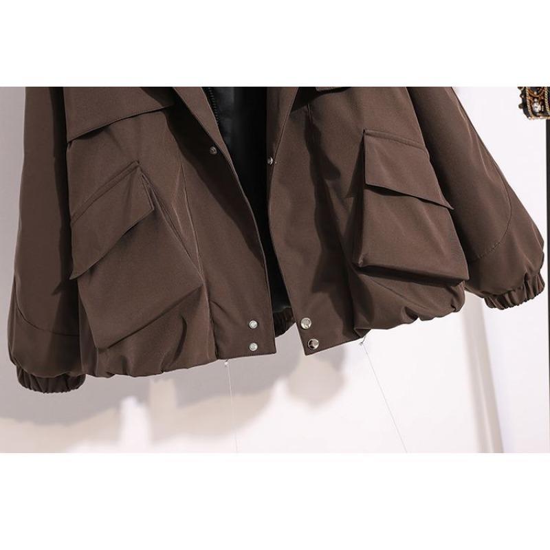 Women Stand Collar Workwear Loose Short Jacket Casual Top